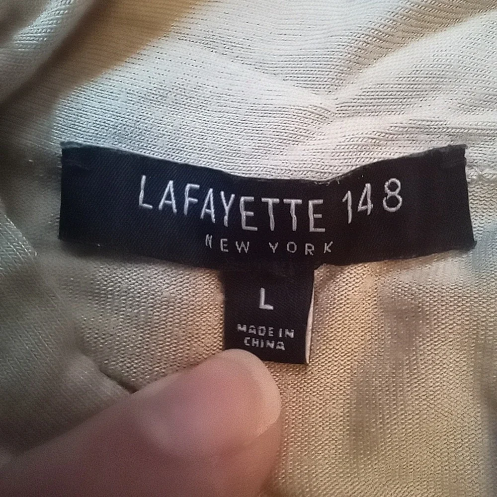 Lafayette 148 New York Womens High Neck Top Shirt Beige Size Large Beige Viscose